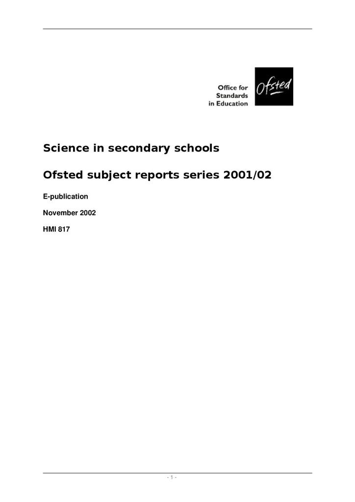 ofsted subject research papers
